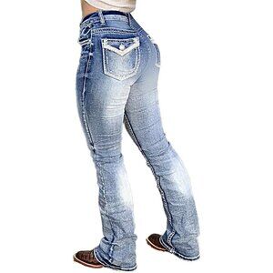 Boot Cut Jeans Women Stretch Tummy Control Denim Pants Tummy Toning